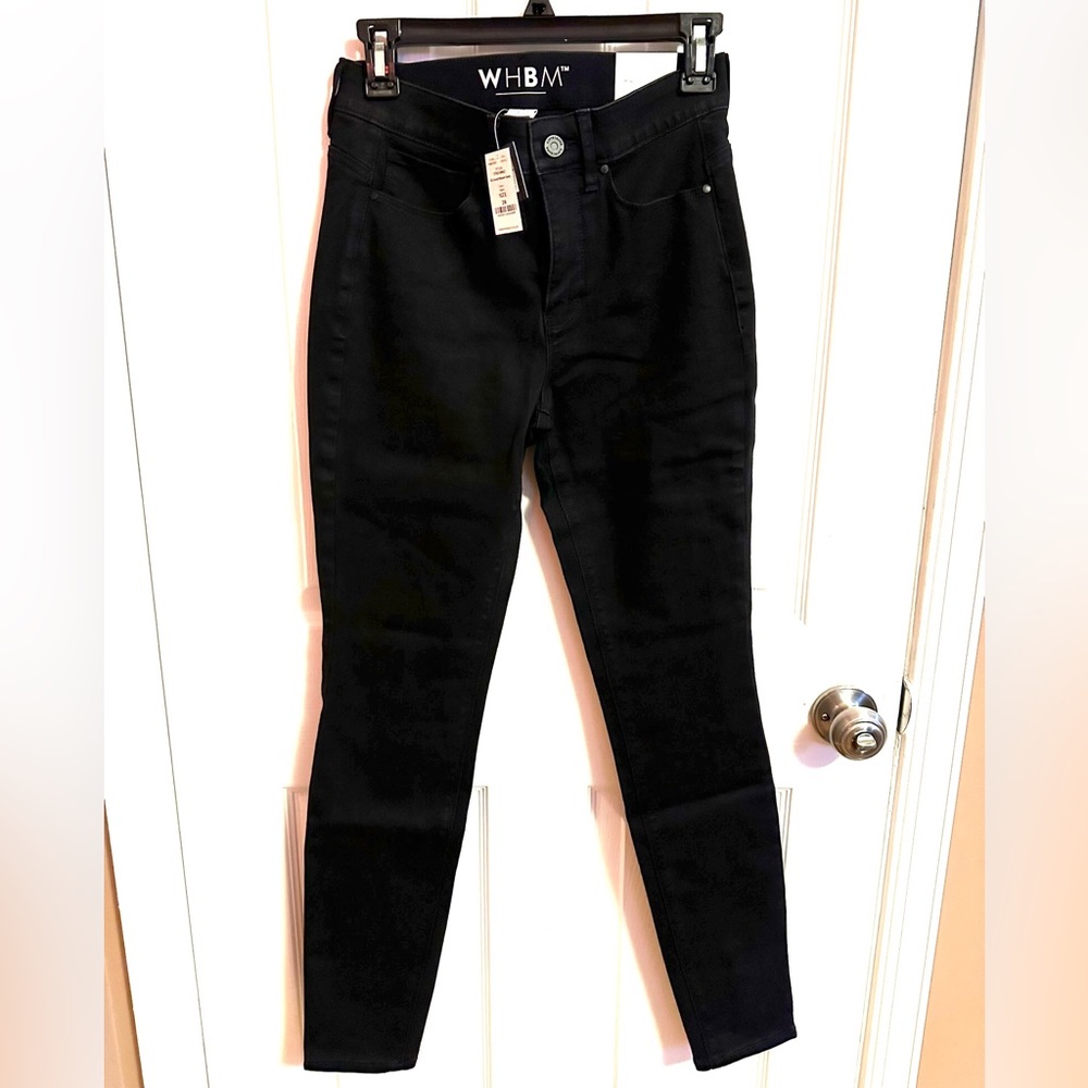 WHBM High-Rise Essential Slimmer® Skinny Jeans Size 2 Regular Black NWT